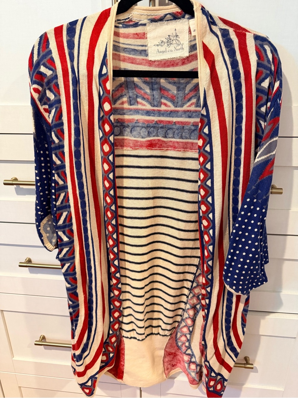 Sz S Anthropologie Angel of the North multicolor open cardigan